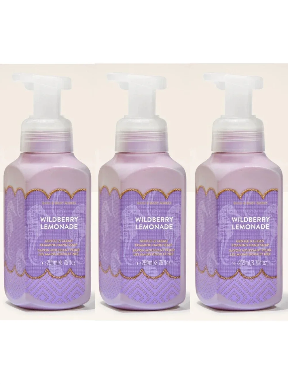 Bath & Body Works Wildberry Lemonade Foaming Hand Soap Set of 3 NEW RARE